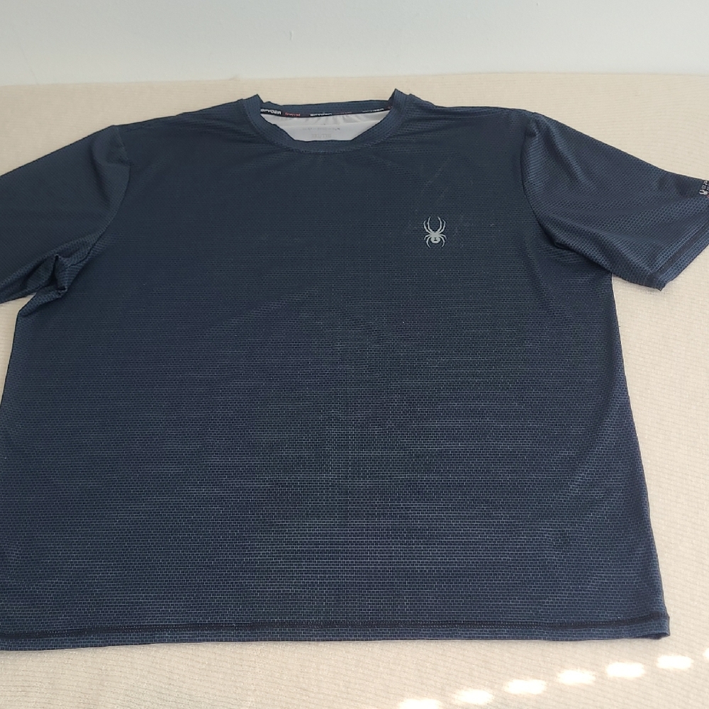 Spyder Swim Wear Shirt Mens 2 XL Dark Blue Short Sleeve Tee